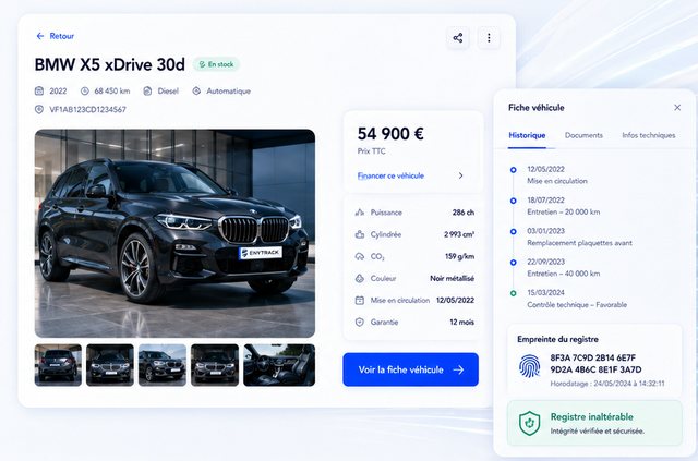 Fiche véhicule du logiciel automobile ENYTRACK